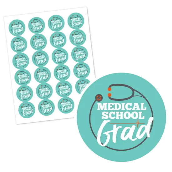 Big Dot of Happiness Medical School Grad - Doctor Graduation Party Circle Sticker Labels - 24 Count {3}