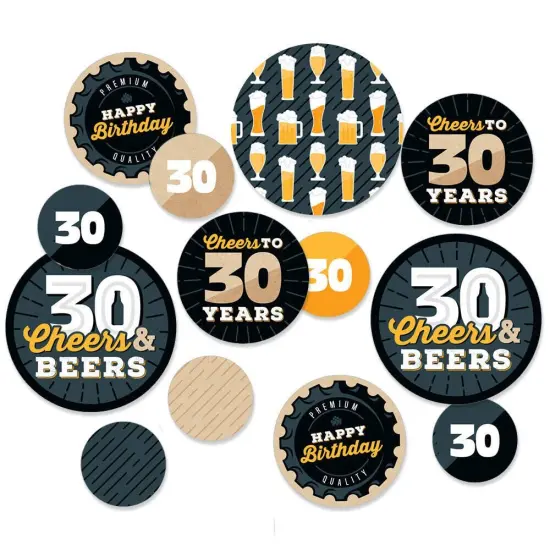 Big Dot of Happiness Cheers and Beers to 30 Years - 30th Birthday Party Giant Circle Confetti - Party Decorations - Large Confetti 27 Count {1}
