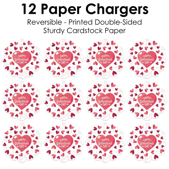 Big Dot of Happiness Happy Galentine's Day - Valentine's Day Party Round Table Decorations - Paper Chargers - Place Setting For 12 {7}