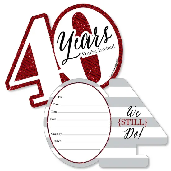 Big Dot of Happiness We Still Do - 40th Wedding Anniversary - Shaped Fill-in Invites - Anniversary Party Invitation Cards with Envelopes - Set of 12 {1}