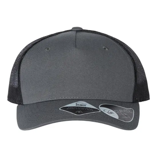 Atlantis Headwear&reg; Sustainable Five-Panel Trucker Cap Dark grey/ black {1}