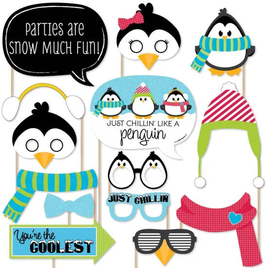Big Dot of Happiness Holly Jolly Penguin Christmas - Holiday Photo Booth Props Kit - 20 Count {1}