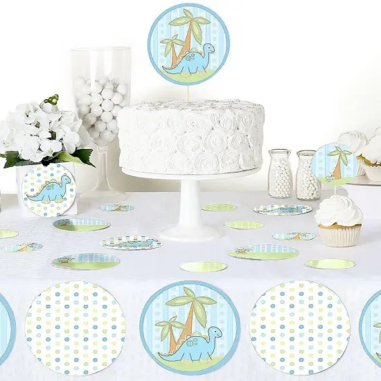 Big Dot of Happiness Baby Boy Dinosaur - Baby Shower or Birthday Party Giant Circle Confetti - Party Decorations - Large Confetti 27 Count {6}