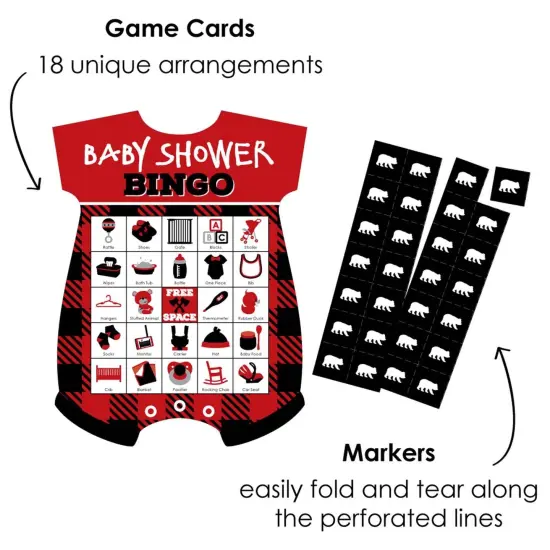 Big Dot of Happiness Lumberjack - Channel the Flannel - Picture Bingo Cards and Markers - Buffalo Plaid Baby Shower Shaped Bingo Game - Set of 18 {3}