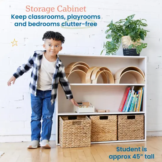 Streamline 3-Shelf Storage Cabinet with Back, 36in High White Wash {3}