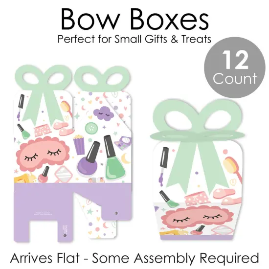 Big Dot of Happiness Pajama Slumber Party - Square Favor Gift Boxes - Girls Sleepover Birthday Party Bow Boxes - Set of 12 {7}