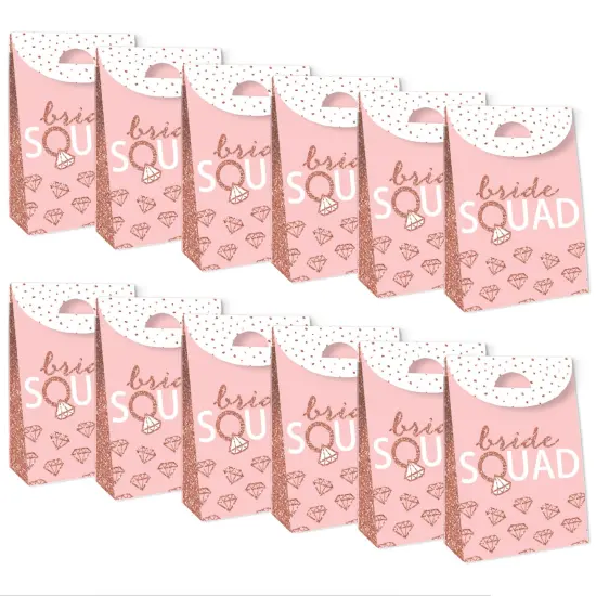 Big Dot of Happiness Bride Squad - Rose Gold Bridal Shower or Bachelorette Gift Favor Bags - Party Goodie Boxes - Set of 12 {6}