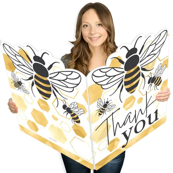 Big Dot of Happiness Little Bumblebee - Thank You Giant Greeting Card - Big Shaped Jumborific Card - 16.5 x 22 inches {1}