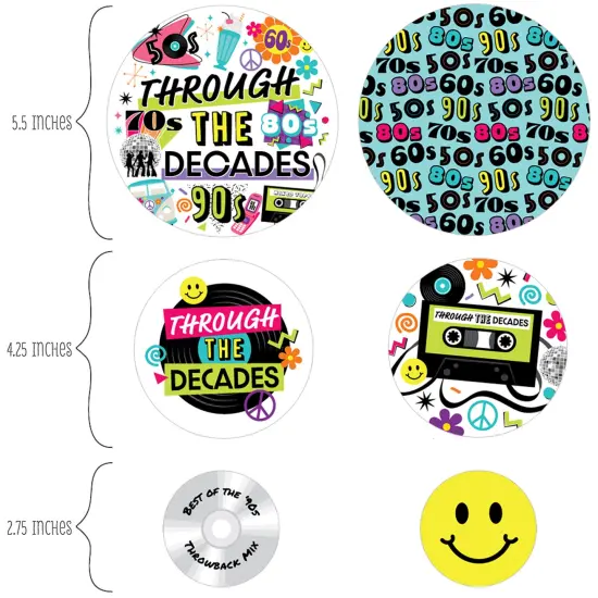 Big Dot of Happiness Through the Decades - 50s, 60s, 70s, 80s, and 90s Party Giant Circle Confetti - Party Decorations - Large Confetti 27 Count {3}