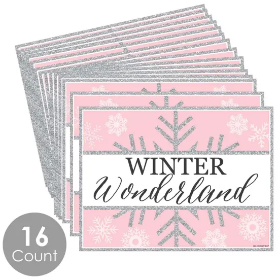 Big Dot of Happiness Pink Winter Wonderland - Party Table Decorations - Holiday Snowflake Birthday Party and Baby Shower Placemats - Set of 16 {4}