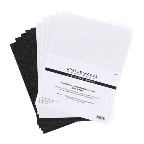 Spellbinders Glitter Foam Sheets 8.5"X11" 10/Pkg-Black & White {1}