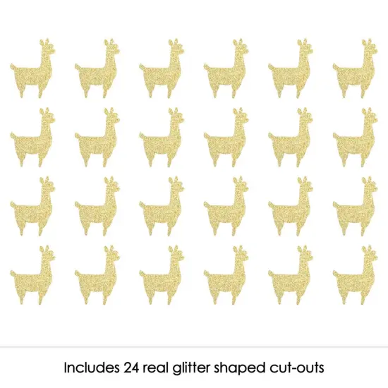 Big Dot of Happiness Gold Glitter Llama - No-Mess Real Gold Glitter Cut-Outs - Llama Fiesta Baby Shower or Birthday Party Confetti - Set of 24 {3}