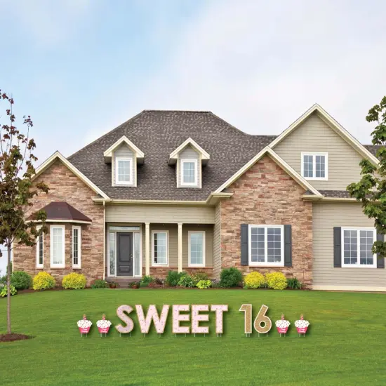 Big Dot of Happiness Sweet 16 - Yard Sign Outdoor Lawn Decorations - Happy Birthday Yard Signs {4}