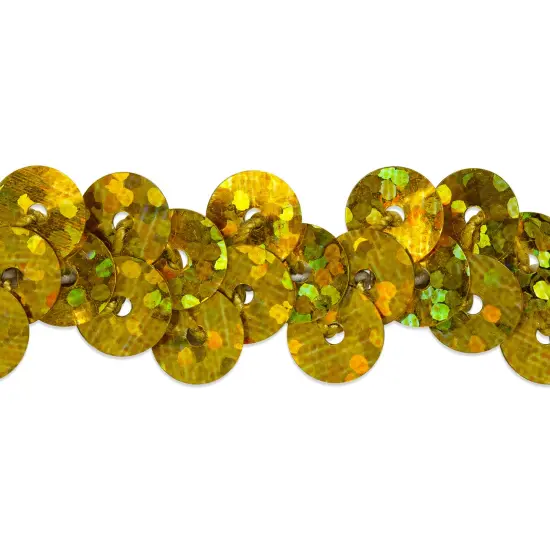 20 yards of 1 Row 3/8" Starlight Hologram Stretch Sequin Trim | 20 yard cut Gold {1}