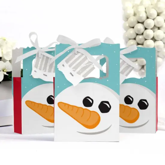 Big Dot of Happiness Let It Snow - Snowman - Holiday Favor Boxes Gift Bags - 12 Count {7}