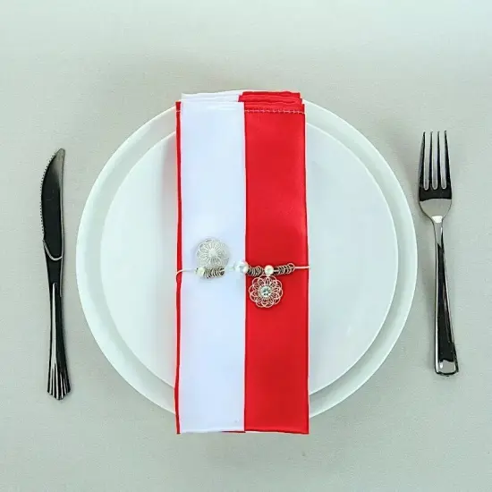 5 RED WHITE 20x20" Stripes Satin Table Napkins {2}