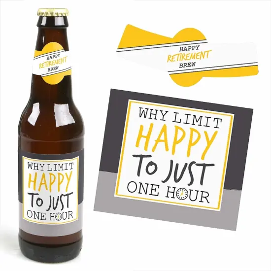 Big Dot of Happiness Retirement Party - Decorations for Women and Men - 6 Beer Bottle Label Stickers and 1 Carrier {4}