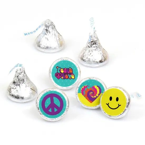 Big Dot of Happiness 60's Hippie - 1960s Groovy Party Round Candy Sticker Favors - Labels Fits Chocolate Candy (1 sheet of 108) {1}