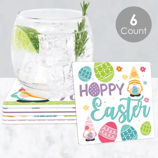 Big Dot of Happiness Easter Gnomes - Funny Spring Bunny Party Decorations - Drink Coasters - Set of 6 {3}