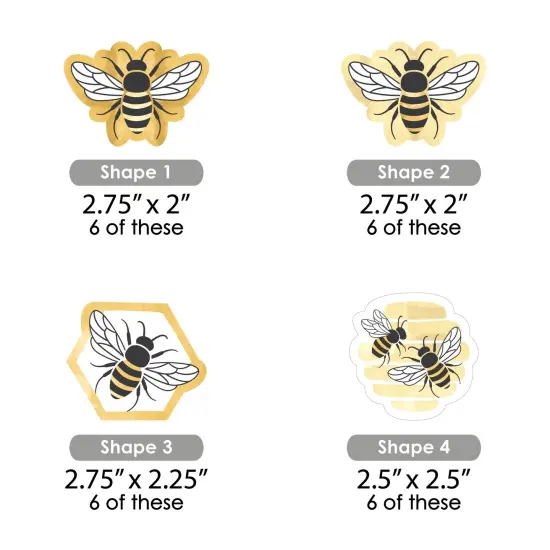 Big Dot of Happiness Little Bumblebee - DIY Shaped Bee Baby Shower or Birthday Party Cut-Outs - 24 Count {3}