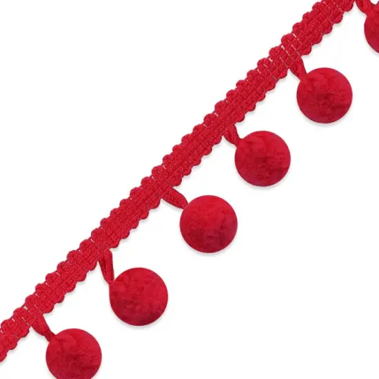 10 yards of 3/8" Pom Fringe Trim | 10 yard cut Red {1}