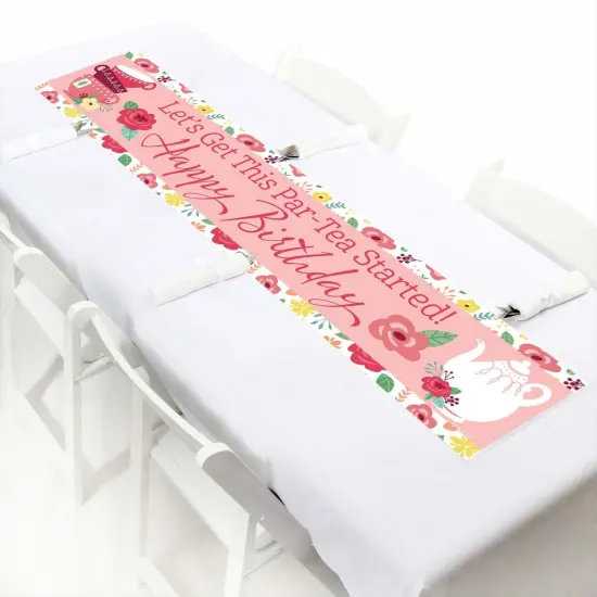 Big Dot of Happiness Floral Let's Par-Tea - Happy Birthday Garden Tea Party Decorations Party Banner {7}