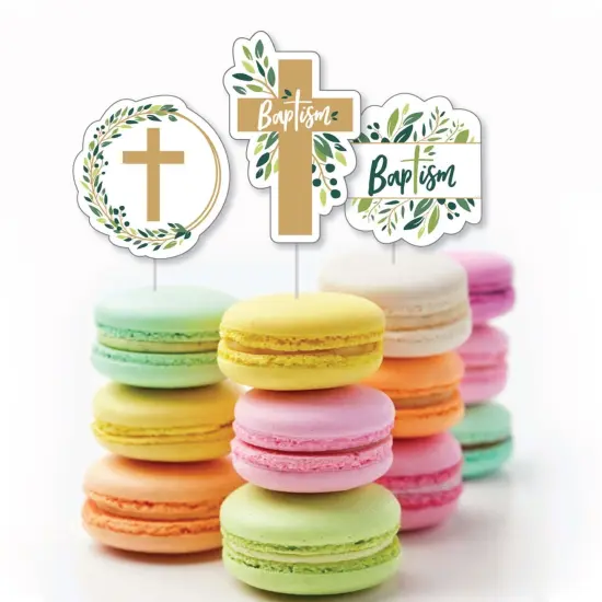Big Dot of Happiness Baptism Elegant Cross - Dessert Cupcake Toppers - Religious Party Clear Treat Picks - Set of 24 {6}