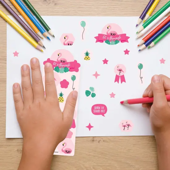 Big Dot of Happiness Pink Flamingo - Party Like a Pineapple - Tropical Summer Birthday Party Favor Kids Stickers - 16 Sheets - 256 Stickers {7}