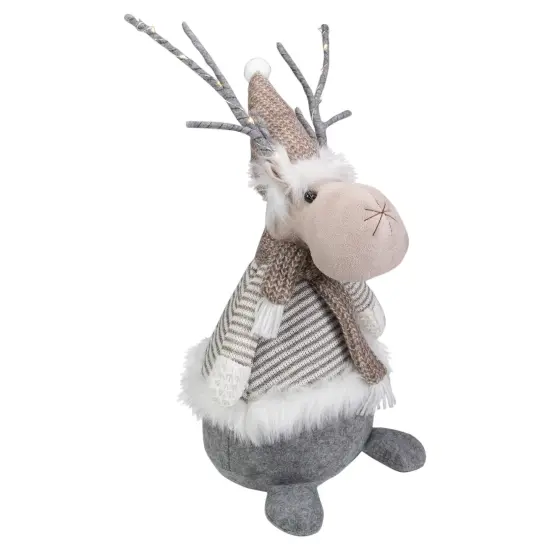 Northlight LED Lighted Wrapped Antlers Knitted Reindeer Christmas Figure - 18" Gray {4}