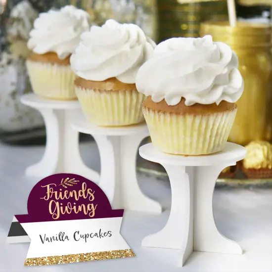 Big Dot of Happiness Elegant Thankful for Friends - Friendsgiving Thanksgiving Party Tent Buffet Card - Table Setting Name Place Cards - Set of 24 {6}