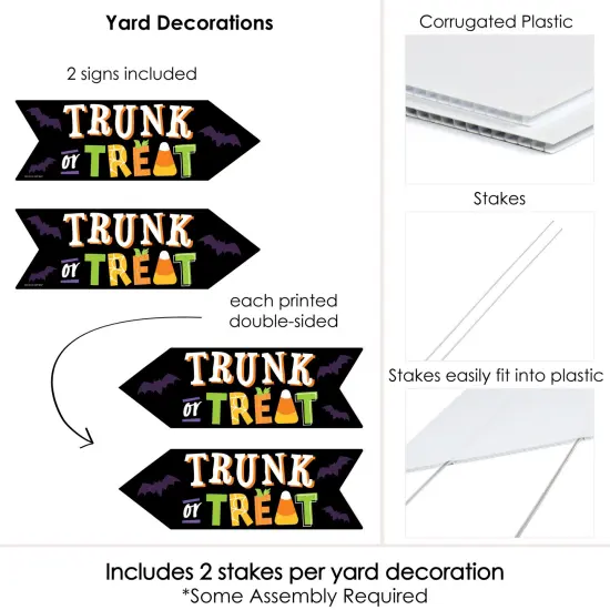 Big Dot of Happiness Trunk or Treat - Halloween Car Parade Party Sign Arrow - Double Sided Directional Yard Signs - Set of 2 {6}