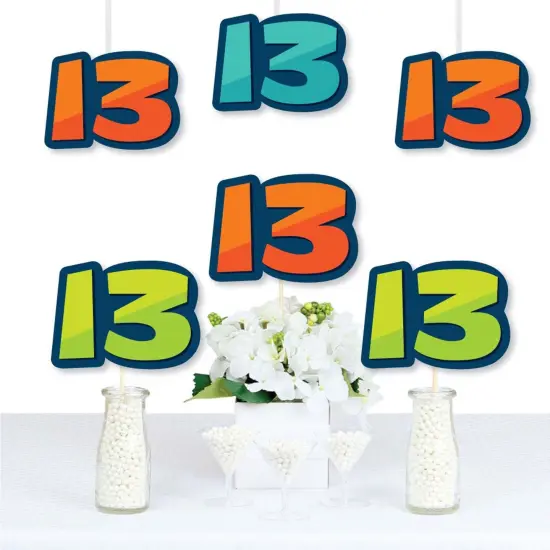 Big Dot of Happiness Boy 13th Birthday - Thirteen Shaped Decorations DIY Official Teenager Birthday Party Essentials - Set of 20 {1}