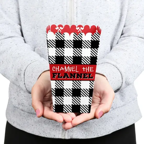 Big Dot of Happiness Lumberjack - Channel the Flannel - Buffalo Plaid Party Favor Popcorn Treat Boxes - Set of 12 {6}