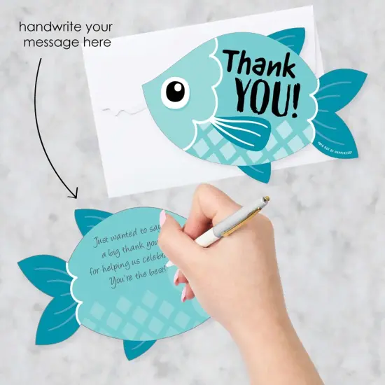 Big Dot of Happiness Let's Go Fishing - Shaped Thank You Cards - Fish Themed Birthday Party or Baby Shower Thank You Cards with Envelopes - Set of 12 {3}