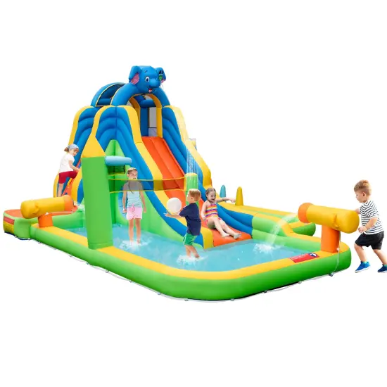 Inflatable Water Slide With Splash Pool And Climbing Wall For Oudoor Indoor Without Blower {2}