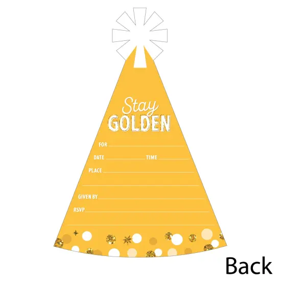 Big Dot of Happiness Golden Birthday - Shaped Fill-In Invitations - Happy Birthday Party Invitation Cards with Envelopes - Set of 12 {6}