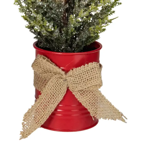 Northlight LED Lighted Artificial Iced Potted Christmas Tree Decoration - 16" - Clear Lights Green {4}