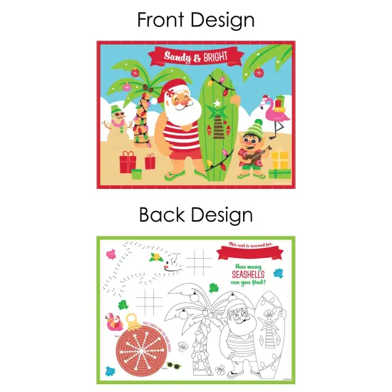 Big Dot of Happiness Tropical Christmas - Paper Beach Santa Holiday Party Coloring Sheets - Activity Placemats - Set of 16 {7}