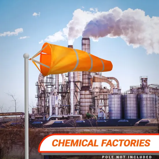 G128 Orange Windsock 40 Inch | Printed 210D Polyester | Heavy Duty Polyester Wind Direction Measurement with Reflective Belt, For Outdoor Airport, Farm and Park {3}