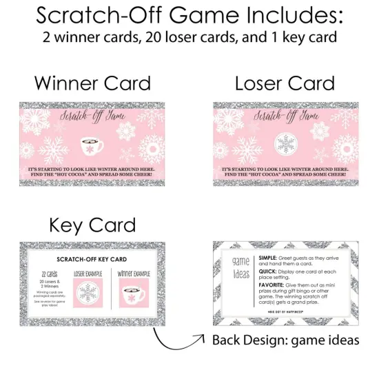 Big Dot of Happiness Pink Winter Wonderland - Holiday Snowflake Birthday Party and Baby Shower Game Scratch Off Cards - 22 Count {6}