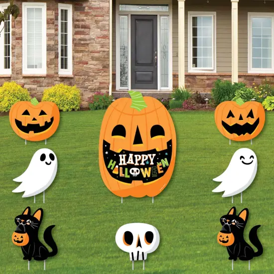 Big Dot of Happiness Jack-O'-Lantern Halloween - Yard Sign and Outdoor Lawn Decorations - Kids Halloween Party Yard Signs - Set of 8 {1}