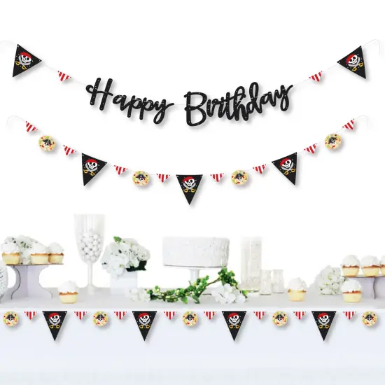 Big Dot of Happiness Pirate Ship Adventures - Skull Birthday Party Letter Banner Decoration - 36 Banner Cutouts and Happy Birthday Banner Letters {3}