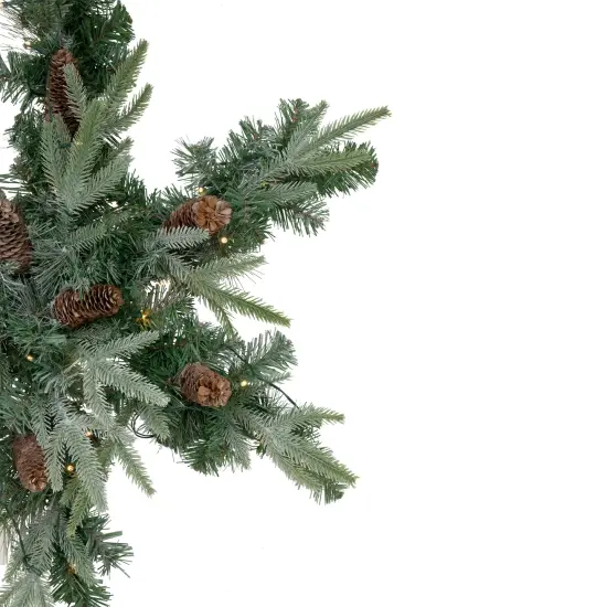 Northlight Pre-Lit Battery Operated Mixed Pine Christmas Snowflake Wreath - 32" - Warm White LED Lights Green {5}