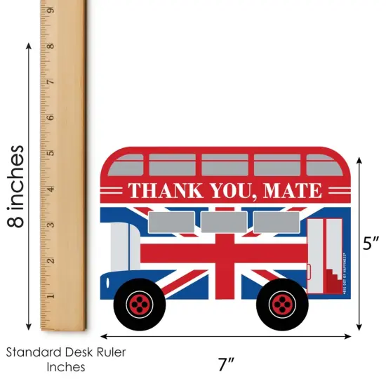 Big Dot of Happiness Cheerio, London - Shaped Thank You Cards - British UK Party Thank You Note Cards with Envelopes - Set of 12 {7}