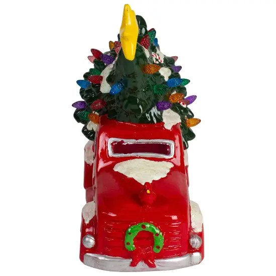 Northlight LED Lighted Vintage Truck with Tree Christmas Decoration - 8" - Red {4}