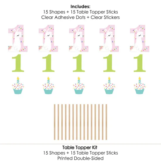 Big Dot of Happiness 1st Birthday Whole Llama Fun - Llama Fiesta First Birthday Party Centerpiece Sticks - Table Toppers - Set of 15 {7}