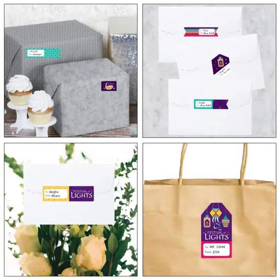 Big Dot of Happiness Happy Diwali - Assorted Festival of Lights Party Gift Tag Labels - To and From Stickers - 12 Sheets - 120 Stickers {7}