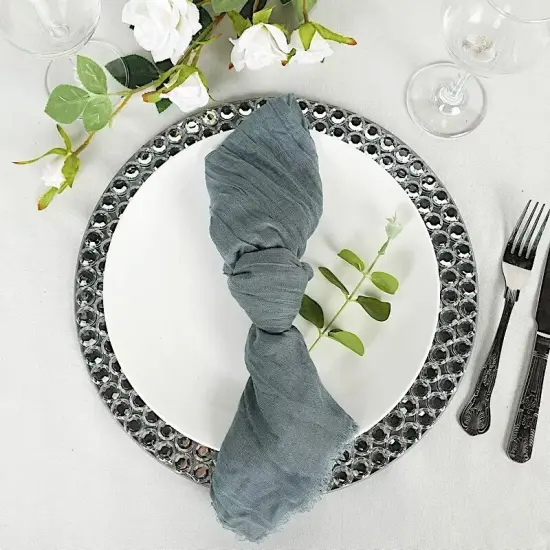 5 DUSTY BLUE Gauze Cheesecloth Cotton DINNER NAPKINS {5}