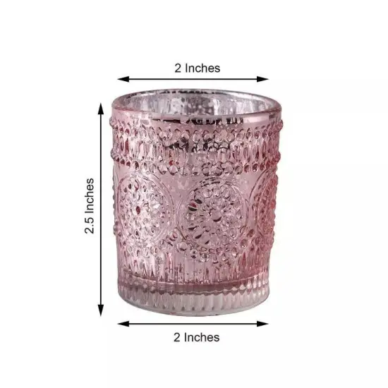 6 pcs Blush Mercury Glass Votive Candle Holders Primrose Design {4}