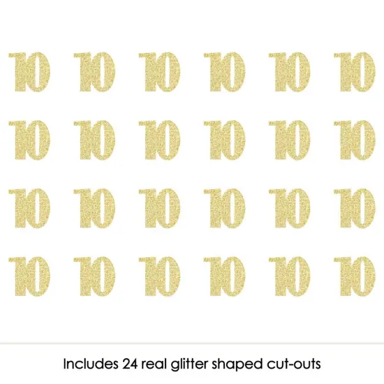 Big Dot of Happiness Gold Glitter 10 - No-Mess Real Gold Glitter Cut-Out Numbers - 10th Birthday Party Confetti - Set of 24 {3}